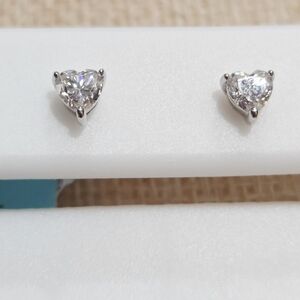 Heart-Shaped Moissanite Silver Stud Earrings